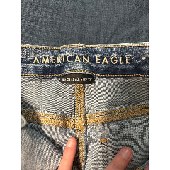 American Eagle Super Hi-Rise Jegging Crop Distressed Women's Size 0 Long - Picture 2 of 5